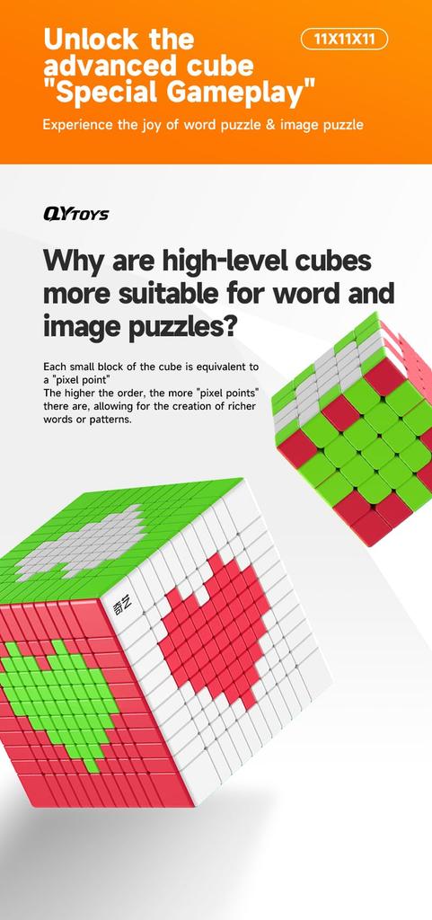 Guaranteed for Peace of Authorized Dealer QiYi 11x11 Cube 3D Puzzle Stickerless Mind,
