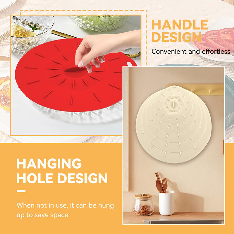 5pcs Reusable Universal Silicone Leak Proof Fresh-keeping Lid Easy Sealer Bowl Can Pan Pot Anti Overflow Cover Kitchen Cookware Accessories