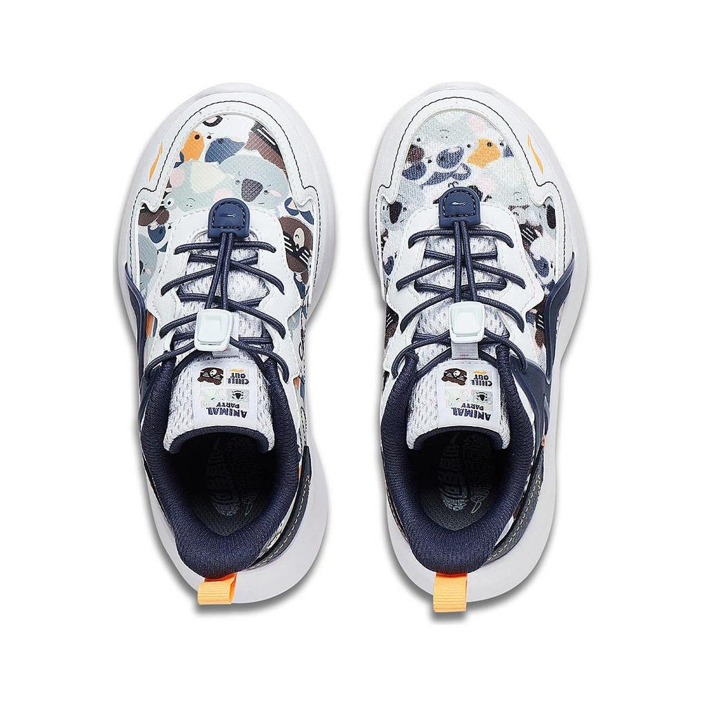 Li Ning Детские удобные простые амортизирующие износостойкие кроссовки с низким верхом для бега Детские кроссовки для бега Белые синие YKNT090-13