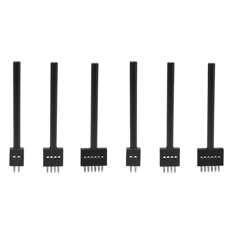 1PC DIY Leather Craft Punching Tool 2/4/6 Prong Hole Row Circular Cut Stitched Hole Spacing Drilling Leather Craft Tool