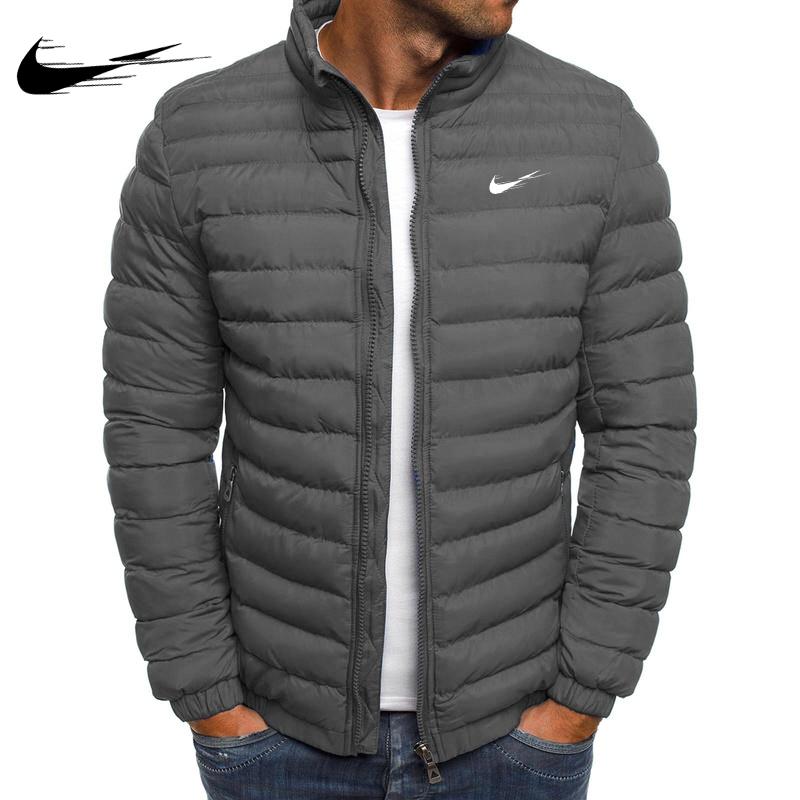 СЕРЫЙ 2025 Осень Зима Мужская Пуховая Куртка Хлопок Мягкий Высокое Качество Мужские Пуховики Повседневная Мужская Одежда Пальто