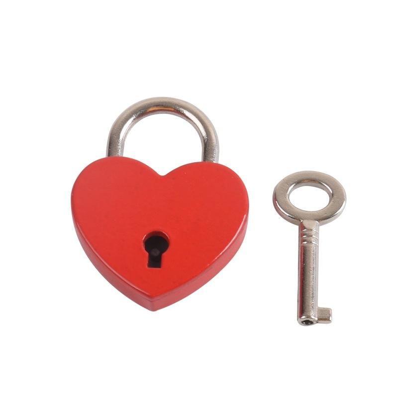 Антикварный стиль Сердце Форма Навесной замок Винтажный замок Розовый Романтический Милый Дневник Навесные замки Замок с ключом Свадебные украшения