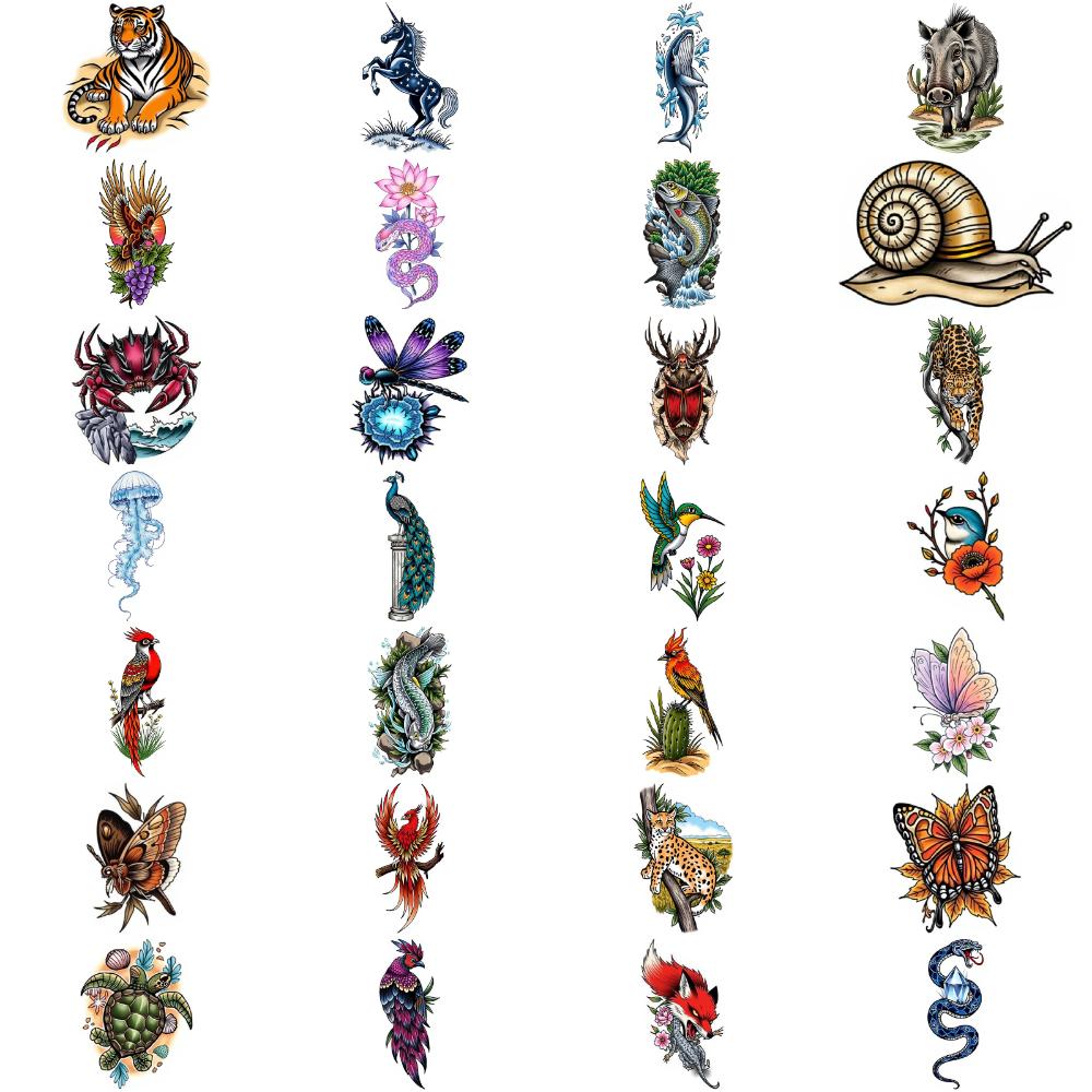 28 шт. Временные татуировки Наклейки с временными татуировками Слон Голова Волка Феникс Для Мужчин Женщин Взрослых