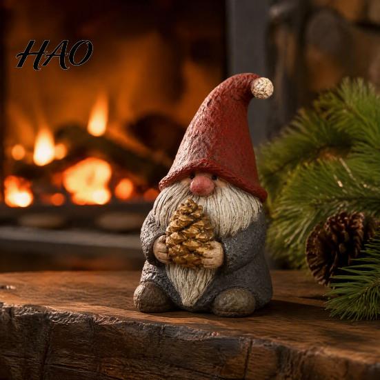 Resin Desktop Statues Santa And Deer Figurine, Christmas Gnome Statue, Holiday Office Desk Decorations Table Centerpiece for Home Living Room Bedroom