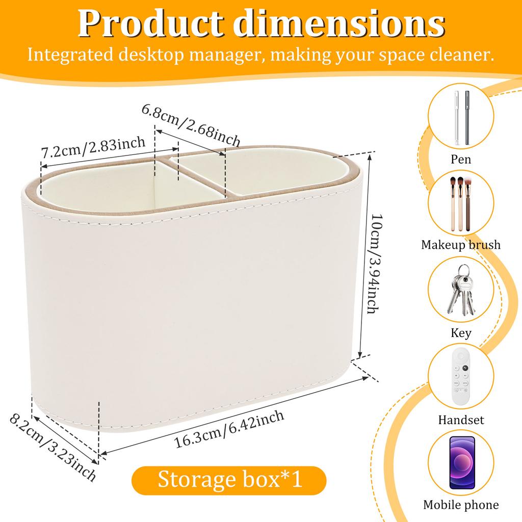 Подставка для ручек из ПУ кожи, настольный органайзер-подставка с 2 отделениями, многофункциональный держатель для пульта дистанционного управления для дома, школы, офиса