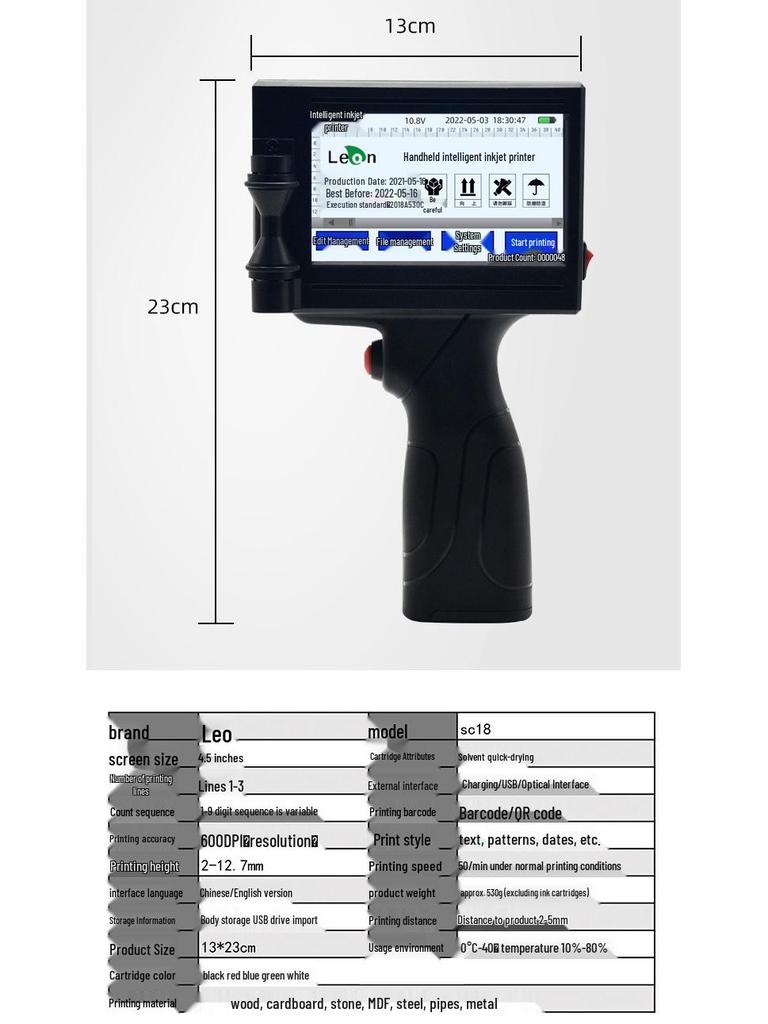 Leao Handheld Inkjet Printer for Batch Number & QR Code Printing
