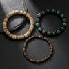 Многослойный набор браслетов, Ретро мужской браслет из африканской бирюзы и деревянных бусин.