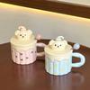 Милая девушка, кружка-медведь высокой ценности, офисная керамическая кружка с крышкой, подарок на день рождения, домашняя парная кружка