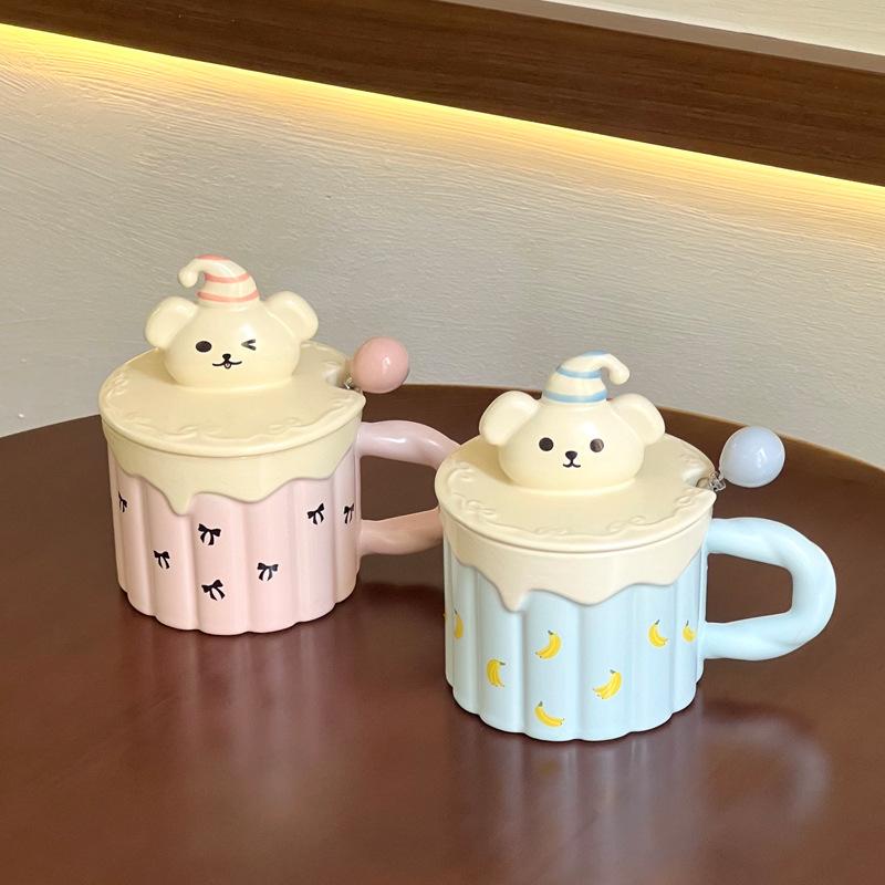 Милая девушка, кружка-медведь высокой ценности, офисная керамическая кружка с крышкой, подарок на день рождения, домашняя парная кружка