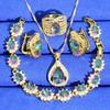 Set Zircon Necklace Crystal Earrings Set Diamond Bracelet Ring Set Chain