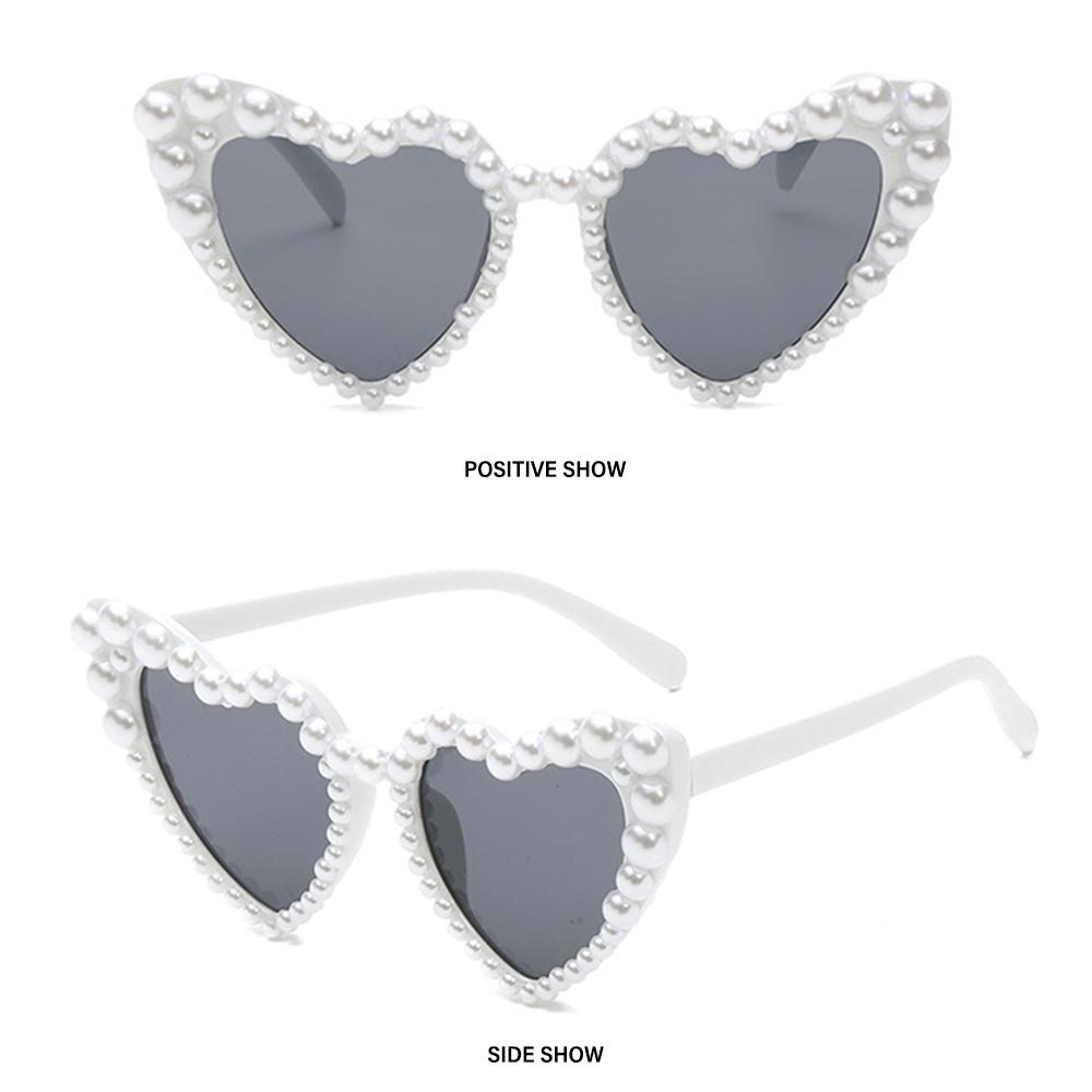 Outdoor UV400 Eyewear Party Glasses Pearls Sun Glasses Heart Sunglasses Shades