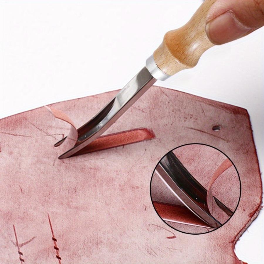 1PC Wood Handle French Style Leather Craft Leather Edge Beveler Leather Cutting Skiving Trimming Tool Leather Craft Tool