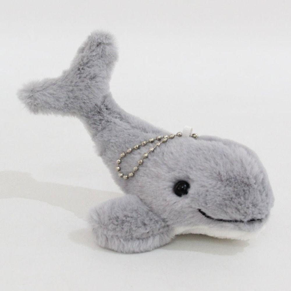 Kawaii Plush Stuffed Whale Keychain Cute Marine Organism Keyring Cetacean Pendant Bag Hanging