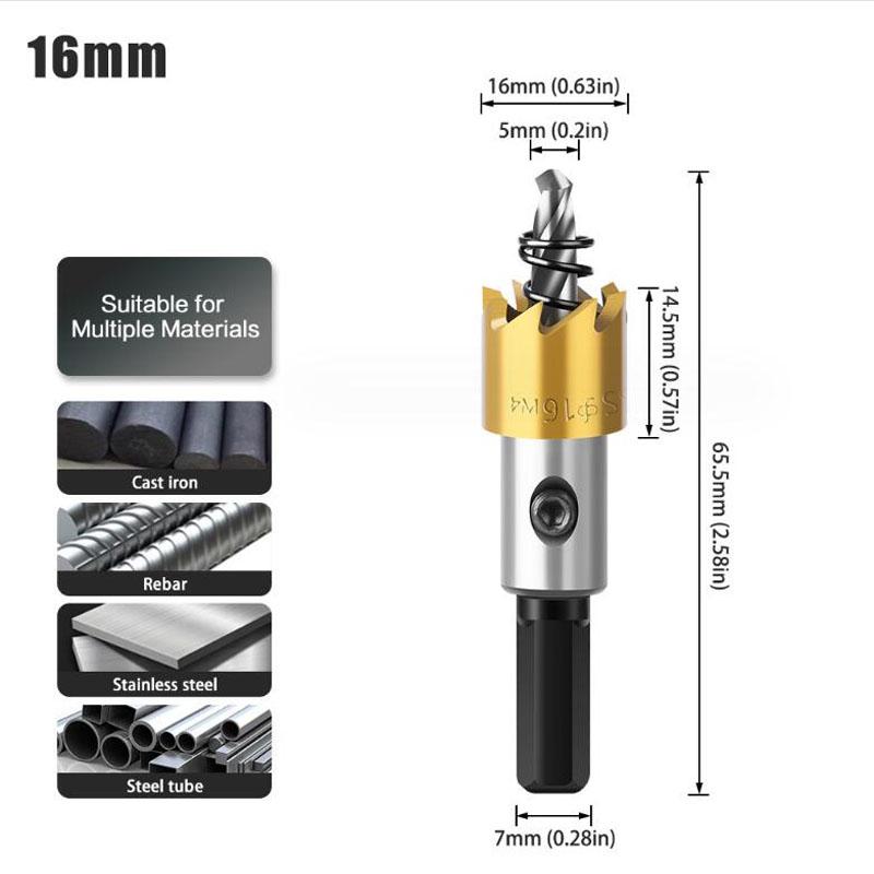 Комплект биметаллических кольцевых пил HSS со сверлами для резки металла, нержавеющей стали, железа и дерева, кольцевая пила