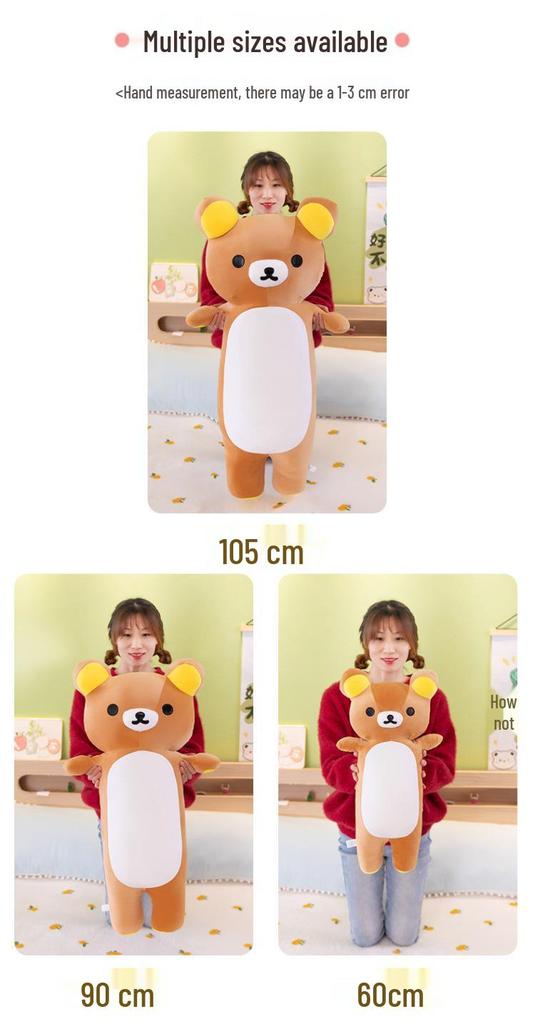 Rilakkuma Long Plush Pillow: Cute Bear Doll Bed Back Cushion Gift