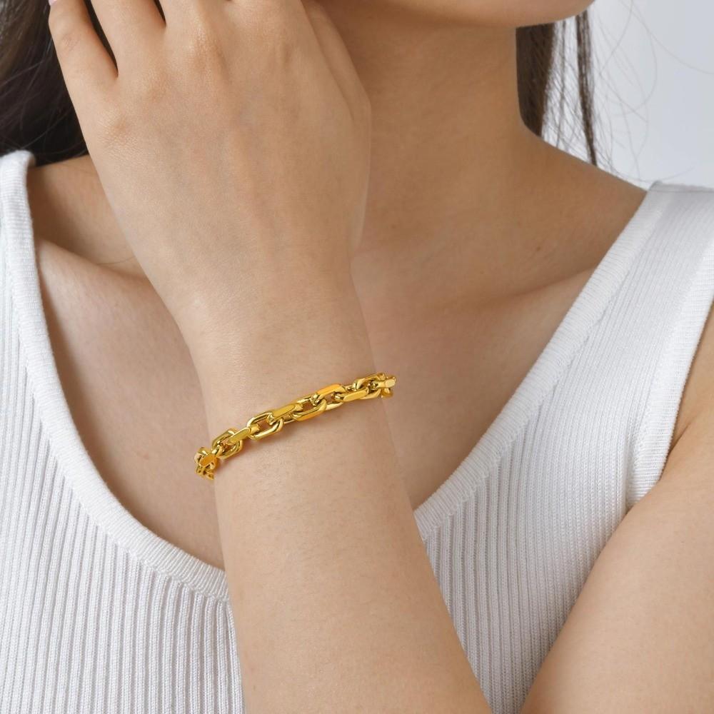 Stainless Steel Link Chain Bracelet Rectangular Chain Stainless Steel Hand Chain  Women