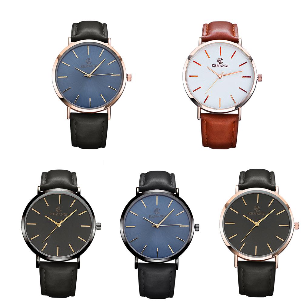 Gifts Classic Business Simple Quartz Wrist Watch Genuine Leather Strap 6.5mm Ultra Thin Men Watch
