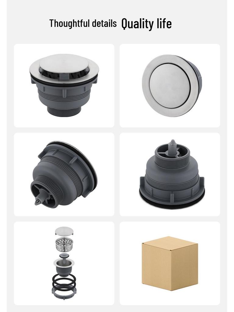 304 Stainless Steel Pop-Up Basket Strainer Sink Basin Drain Accessory for Single/Double Bowl with 58mm Interface.