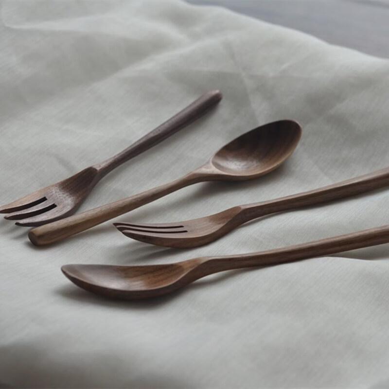 Black Walnut Wooden Spoon and Fork Set