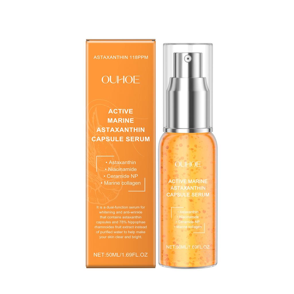 Коллаген Астаксантин Сыворотка для лица Осветляющая темные пятна Пигментация Антивозрастная Осветляющая Омоложение Увлажняющая Эссенция для ухода за кожей