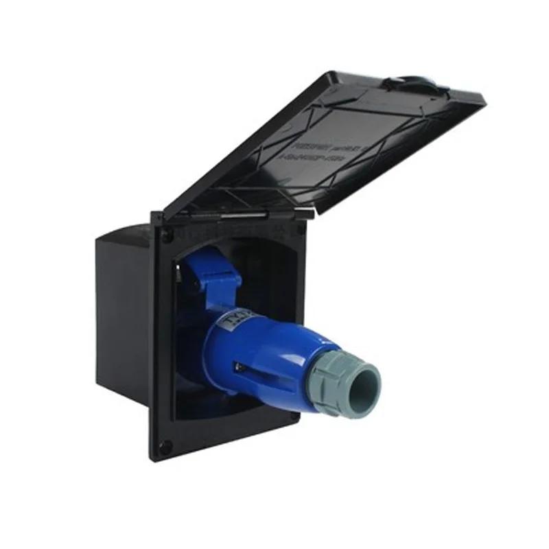 RV Camper Marine Boat Accessories 220-240V 16A Caravan Plug Socket Waterproof Kit With Cover Flush Hook-Up Charger HD