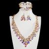 Gemstone Necklace Earrings Four-Piece Dress Banquet Temperament Women'S Exaggerated Jewelry