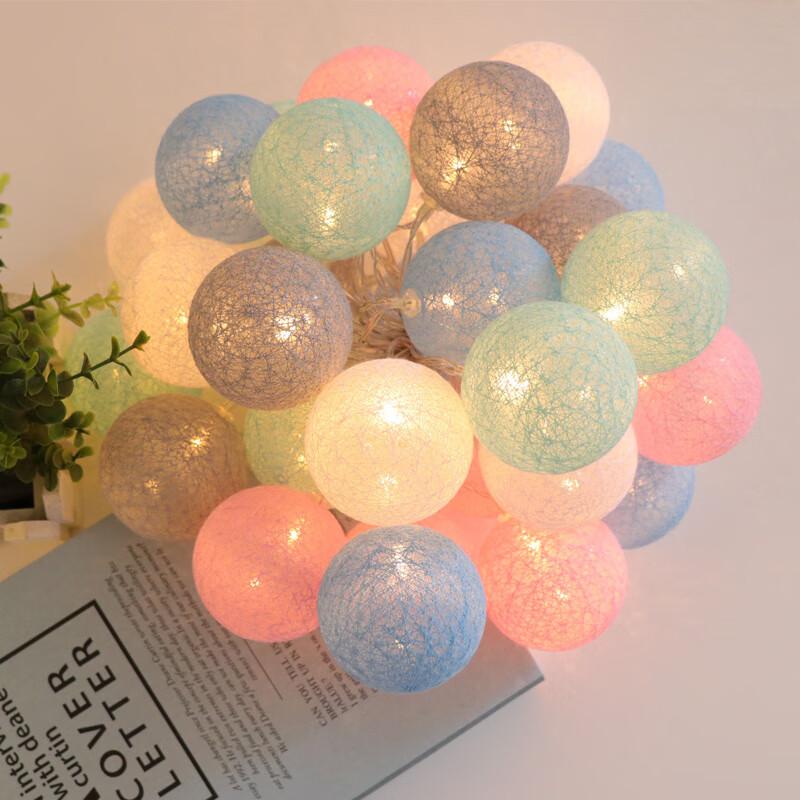 Abaoli Cotton Ball String Lights Decorative Fairy Lights for Bedroom Camping Valentine's Day Proposal Party Decoration