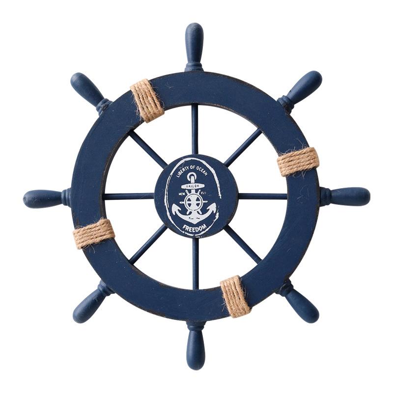 Mediterranean Ship Rudder Decoration Nautical Boat Wheel Helm Wooden Craft Home Living Room Decoration Accessories