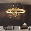 Gold Stainless Steel Ceiling Chandelier Dining Room Copper Round Ring Pendant Lights for Bedroom Cloth Store Coffee
