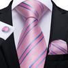 Barry.Wang Mens Novelty Plaid Striped Neckties Handkerchief Cufflinks Set Formal Casual Business