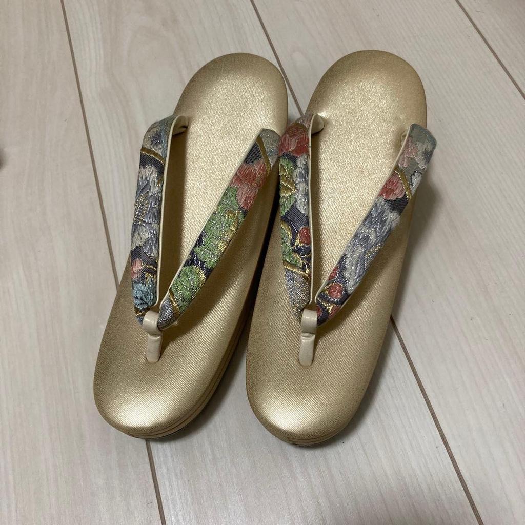 Used [Tokyo Kocho] Japanese style bag zori sandals gold color formal