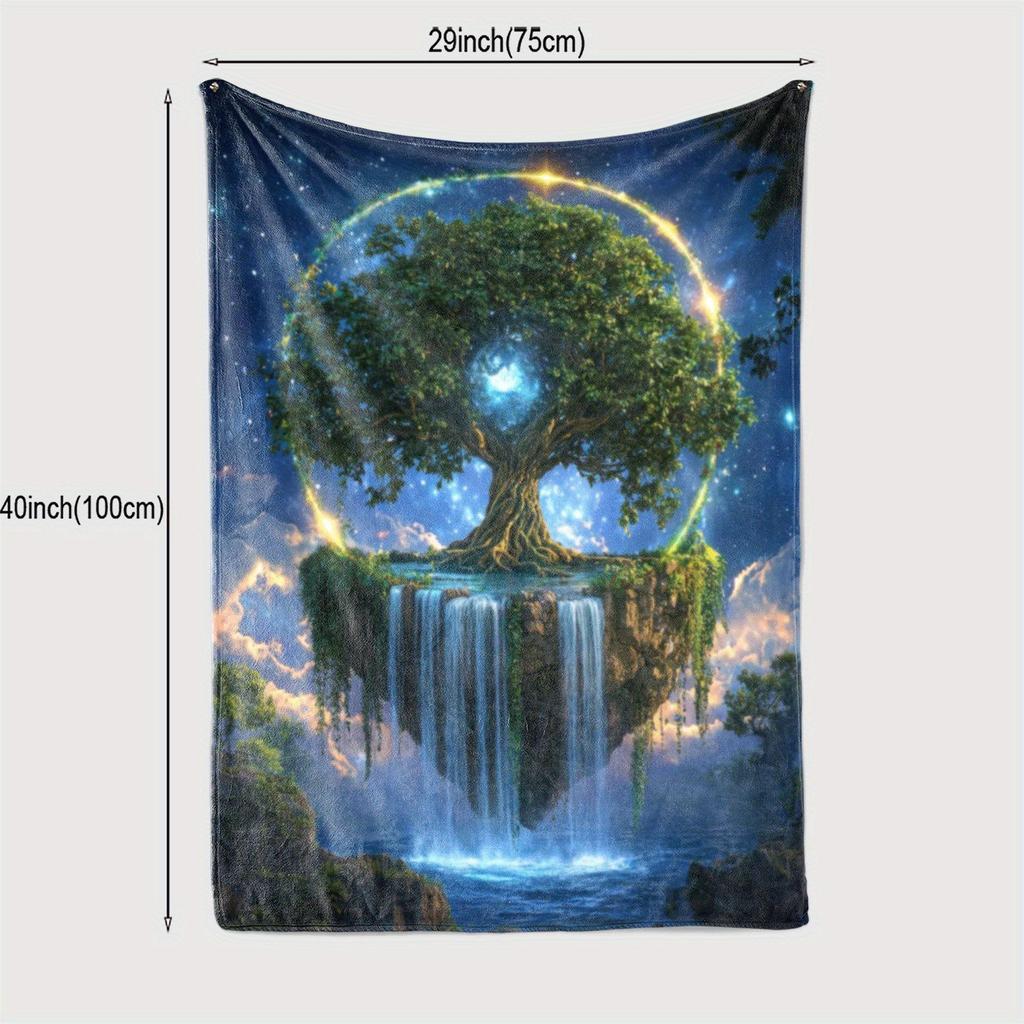 1 Luxurious Large Tree Print Fleece Throw Blanket - Ideal Gift for African Girls, Daughters, and Granddaughters - Versatile for