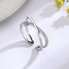 Korean Zircon Ring Personality Cross Open Adjustable Finger Rings for Women Silver Jewelry Accessories Party Gift