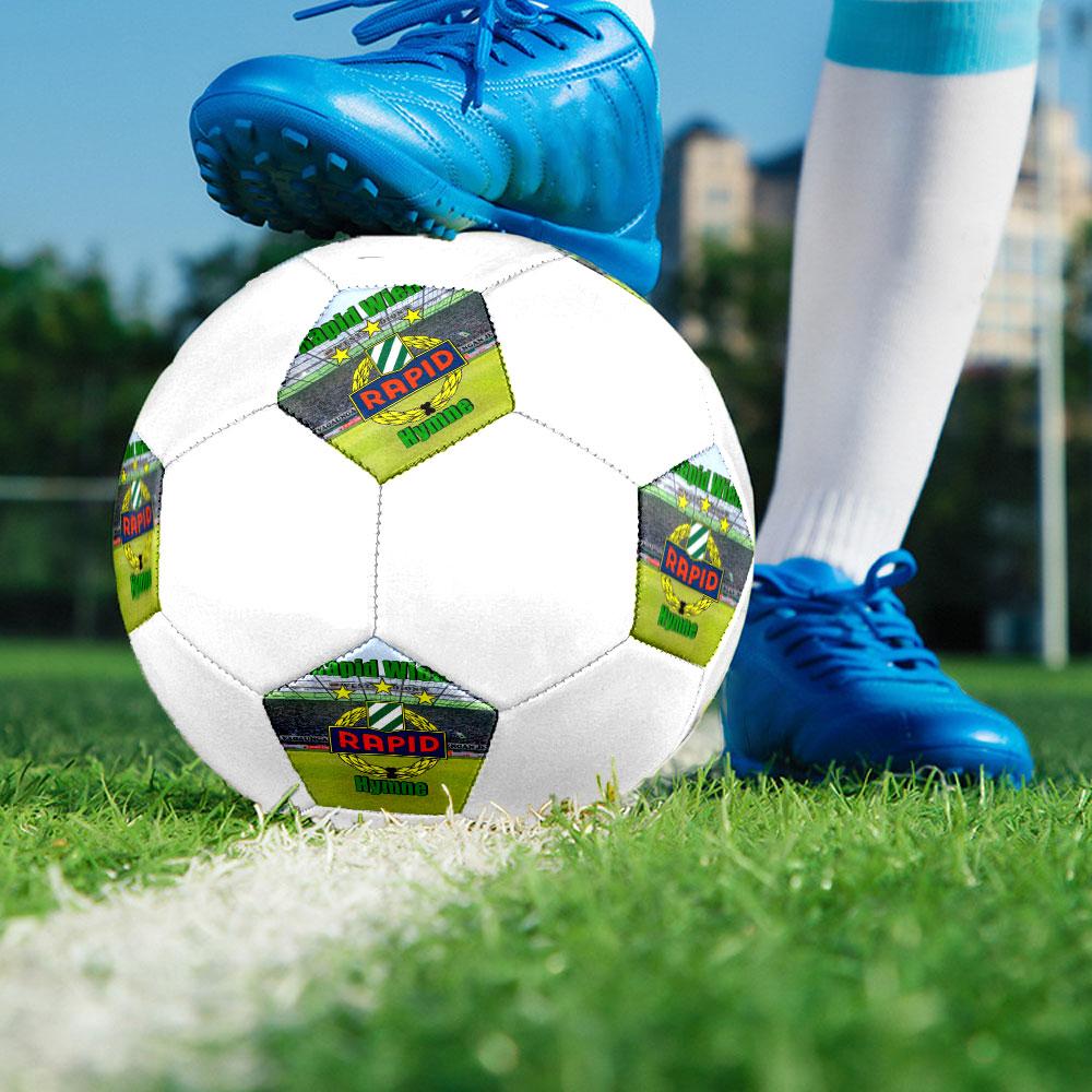 Rapid Wien Size 5 Soccer Ball, Machine-Stitched PVC, Durable & High Bounce, All Ages Fit, fan merchandise, matches & outdoor use.
