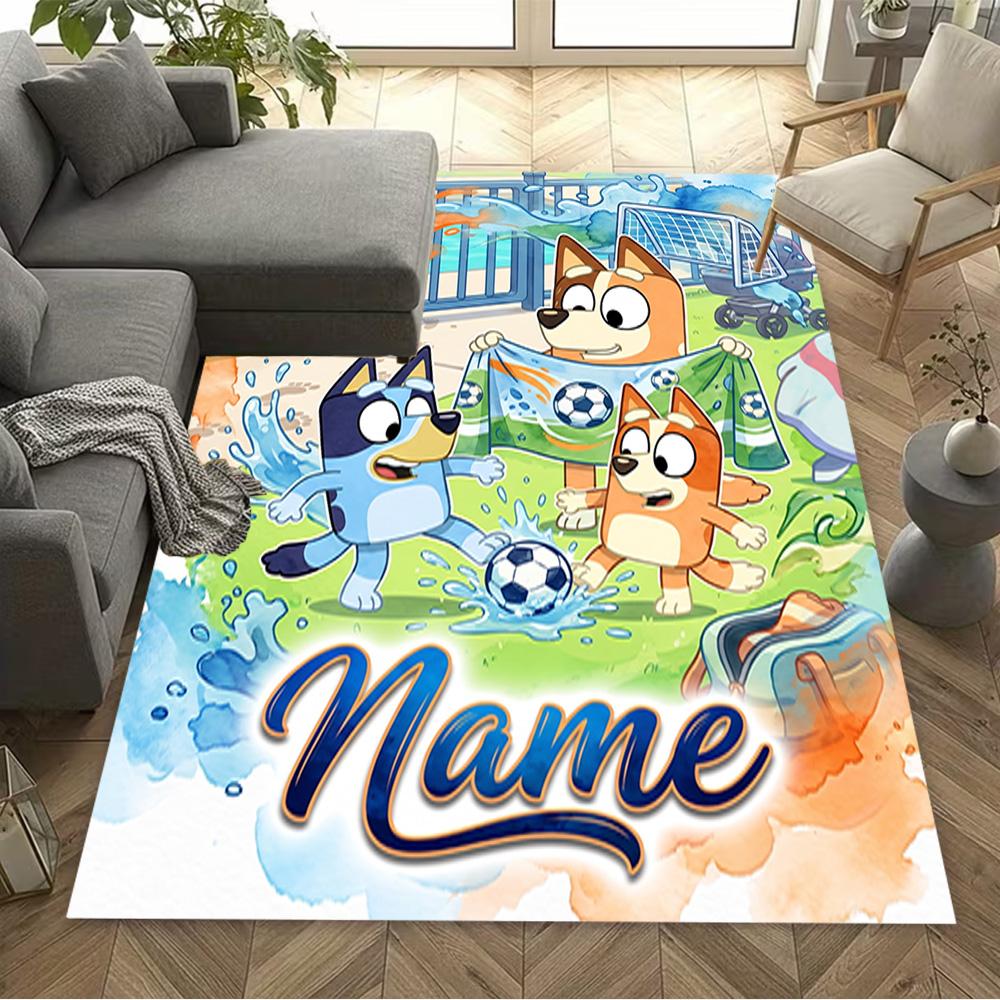 Bluey Sports Adventure Customized Name Floor Rug Office Rug Perfect for Hallway Kitchen Outdoor Dormitory Anti-slip Rug Office home decor
