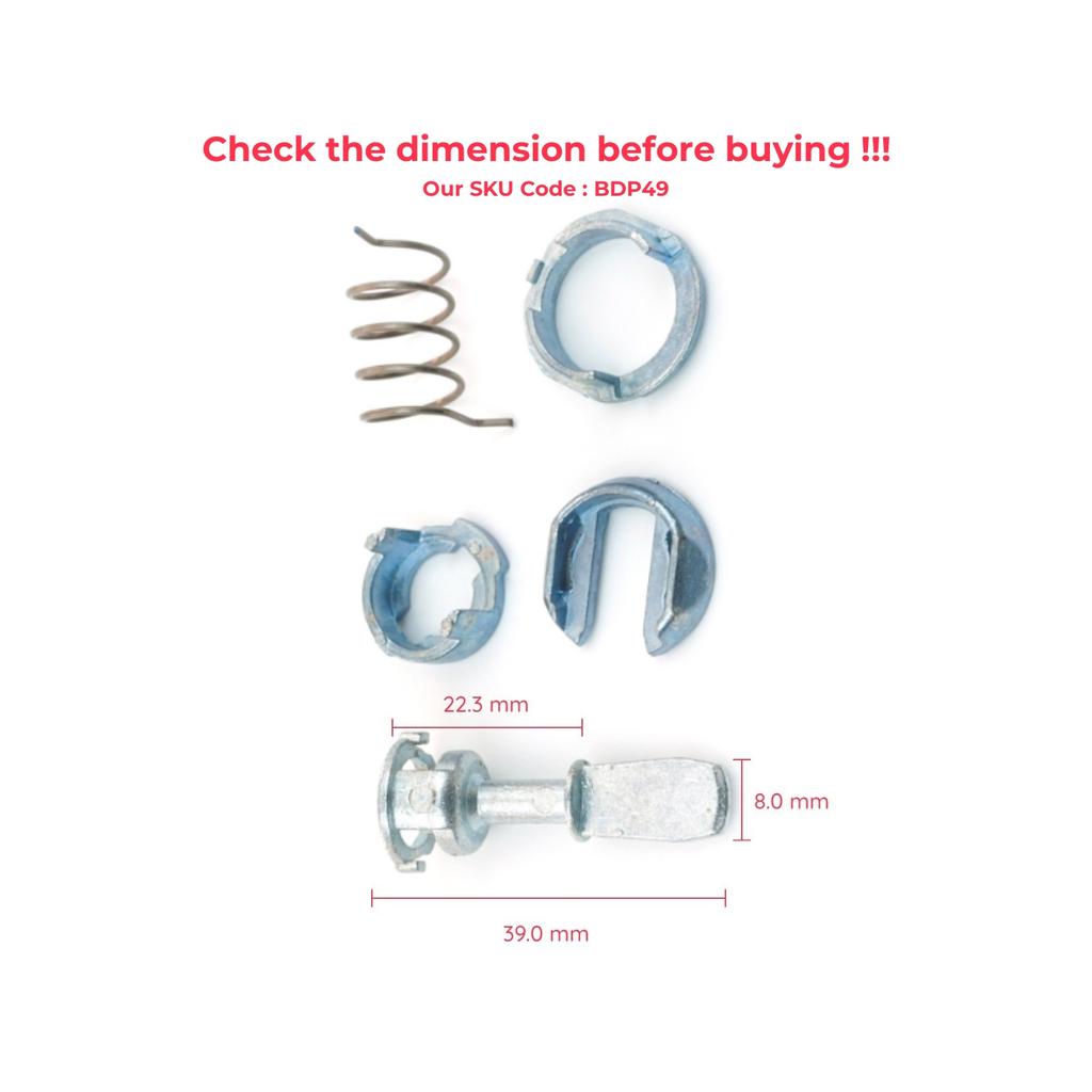 BDP49 Front Left or Right Door Lock Barrel Repair Kit 39 Mm for VW Transporter T5 Fox 5Z New Beetle Polo 9N 2/3 Door 1C0837167B