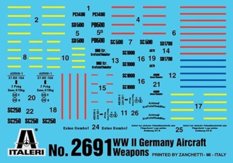 Tamiya Italeri 1/48 Airplane Series 2691 WWII German Aircraft Weapons Set 38691