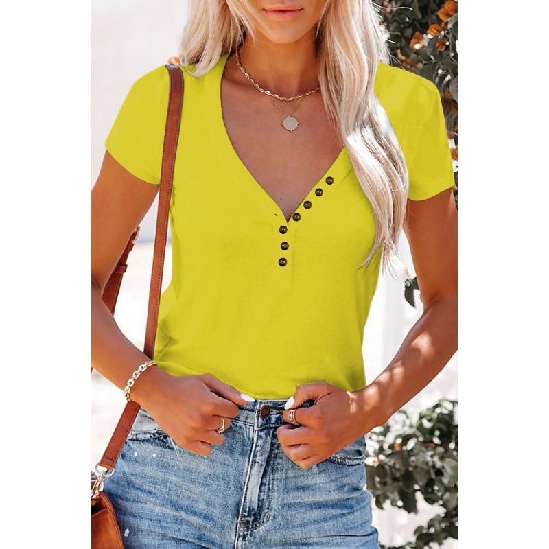 Spring Summer Women's T-shirt, Sexy V-neck Tops, Women's Short Sleeve T-shirt