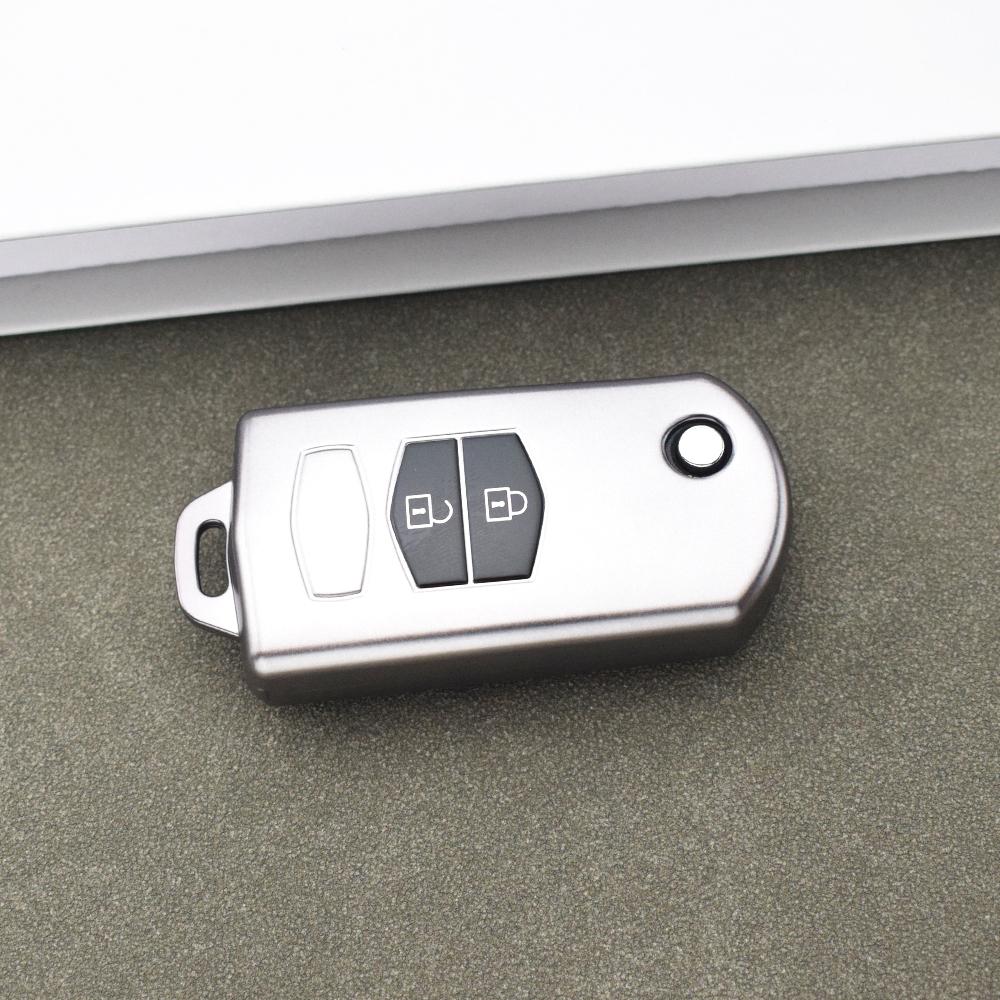 Gun Grey Shell Fob Bag Keyless Protector 2 3 Buttons for Mazda 3 5 6 Series M6 RX8 MX5 TPU Car Flip Key Case Cover Accessories