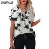Summer Women's Tops Floral Print Short-sleeved Shirt Female Loose V-neck T-shirt