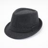 Men's Korean Style Black Wool Fedora - British Jazz Hat for Spring & Autumn