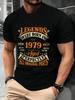ВеснаЛето Новый 45-й Винтажный Легенды Рожденные в 1979 году 45 Лет Узор Печатный Хлопок Повседневная Короткий Рукав Круглый Вырез Футболка