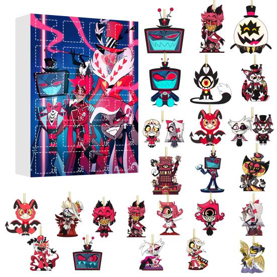 Yousheng  Hazbin Hotel Advent Calendar 24 Day Christmas Countdown Box with Unique Window Design Multifunctional Holiday Decoration for Kids Rooms Cars