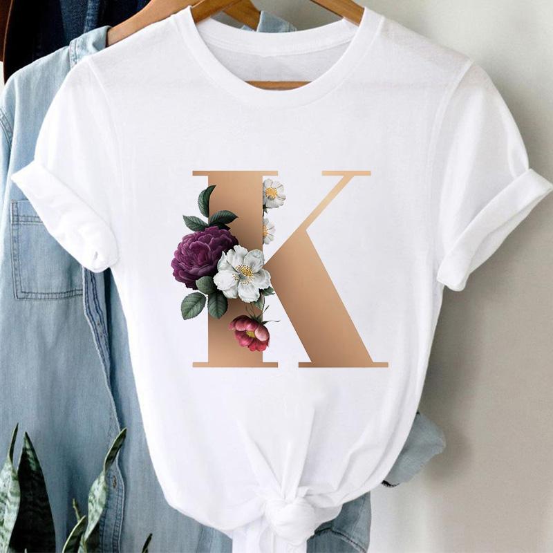 Woman Tshirts 26 Letter Customization T-Shirt Ladies Fashion Top Female Tees Casual T Shirt Summer Short Sleeve Femme