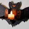Хэллоуин Летучая мышь Настенная плавающая полка Искусственный кристалл Полка для дисплея Деревянный подсвечник