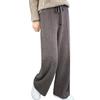 Wool Casual Pants Solid Color Straight Wide Leg Knitting Trousers with Drawstring High Waist Thickened Slacks