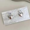 Y2K Style Square Crystal Heart Stud Earrings for Women Sweet Minimalism Love Geometric Zircon Ear Accessories Fashion Jewelry