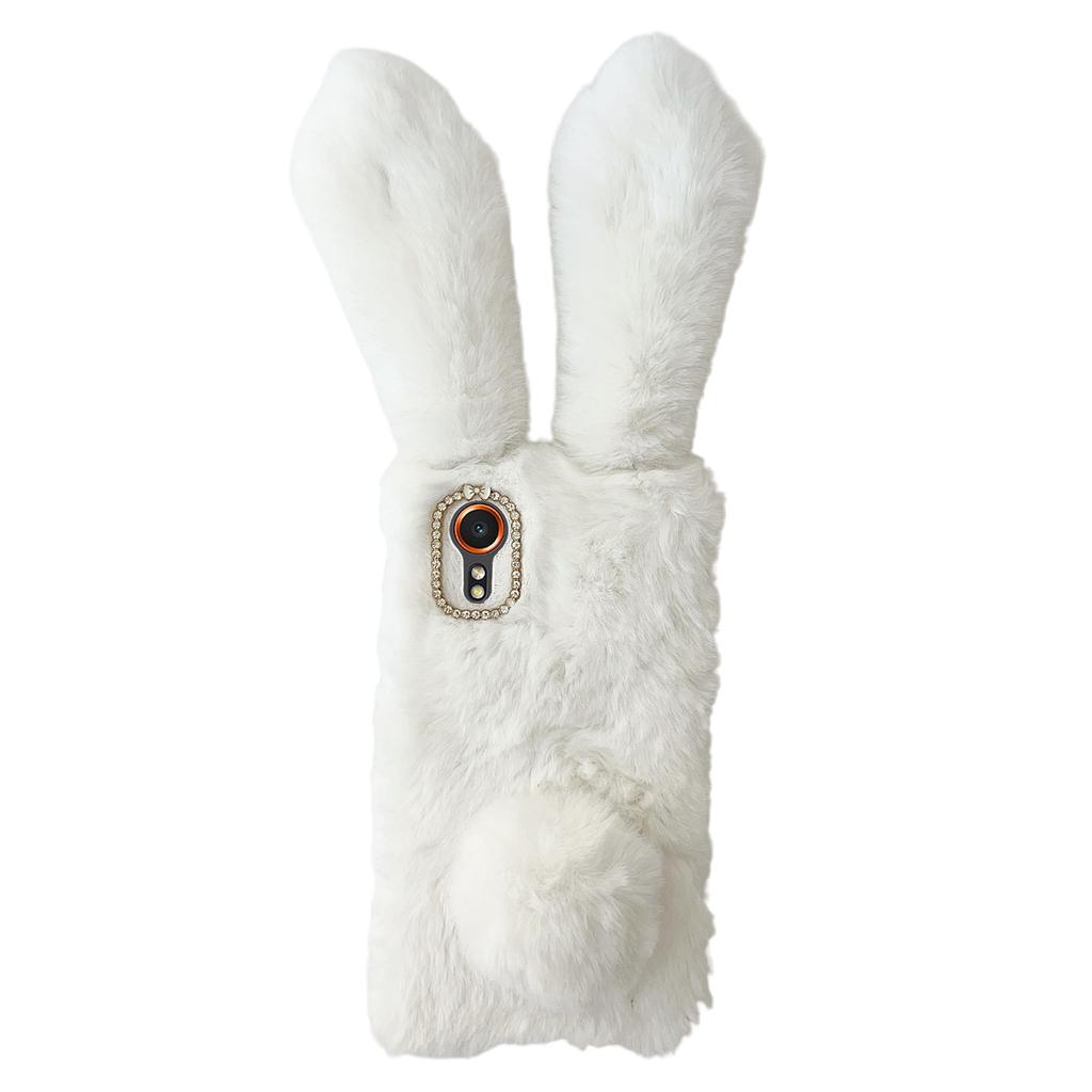 For Samsung Galaxy Xcover7 Case Plush Cute Bunny Winter Fluffy TPU Phone Cover