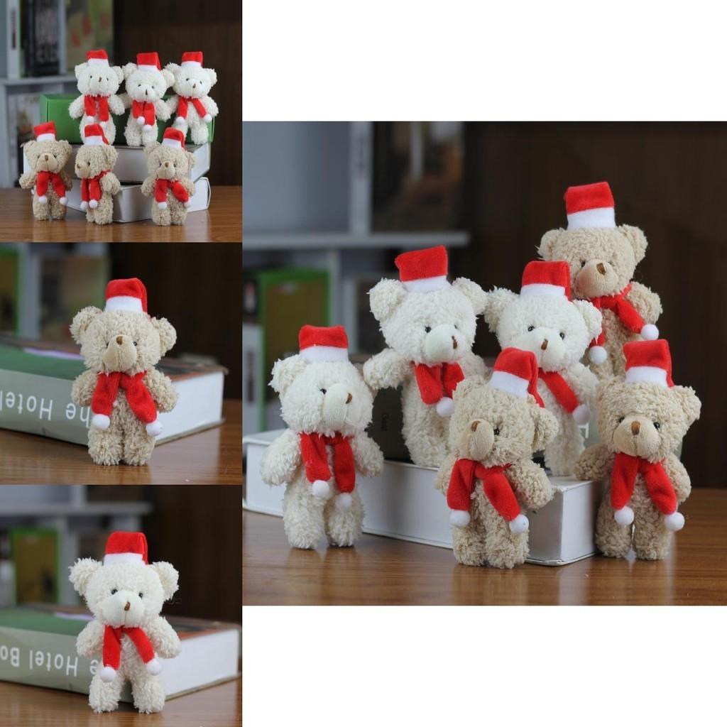 Cute Blushing Christmas Bear Plushie Mini Teddy Ornament Soft Short Plush Toy For Bags And Accessories