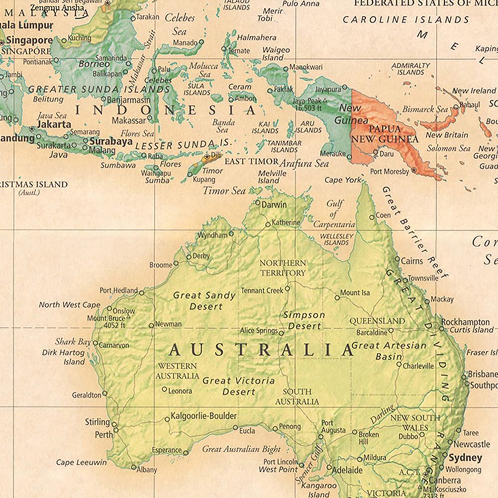 Бескаркасный холст с картой мира, постер, для интерьера/улицы, образовательный географический декор, учебные пособия, товары для путешествий